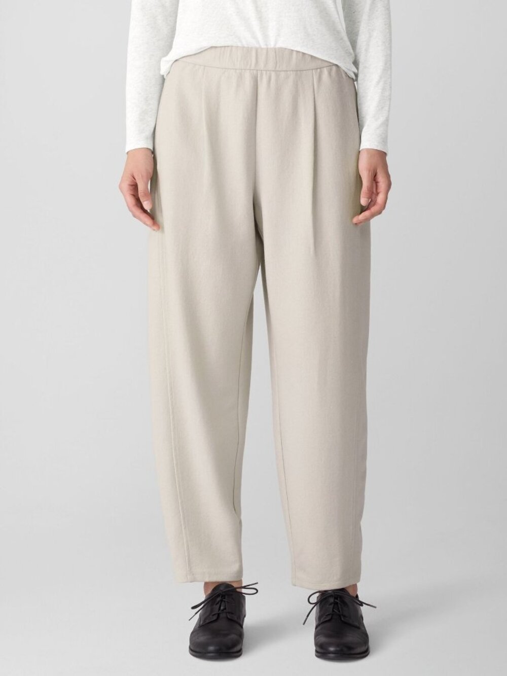 Eileen Fisher Felted Wool Jersey Lantern Pant in Regenerative Wool, Medium